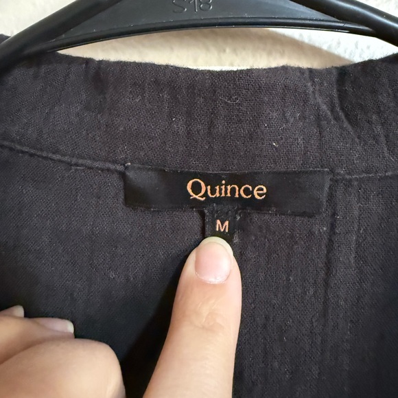Quince 100% Organic Cotton Gauze Short Sleeve Shirt Black Size Medium - Picture 3 of 5